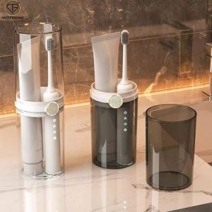 Hộp Đựng Bàn Chải ĐiệnKem Đánh Răng Kết Hợp Cốc Đánh Răng Bằng Nhựa Trong Suốt Cao Cấp Đi Du Lịch