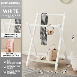 Floor Standing Simple Bedroom Clothes Double Layer Drying Rack Black and White