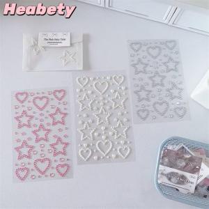Heabety 3D Star Heart Crystal Stickers Kids DIY Decoration Self Adhesive Jewelry Crafts Sparkly Rhinestone Stickers Girls Gifts