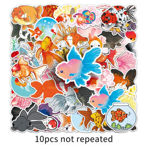 50 PCS Colorful Goldfish Sticker Decorative Phone Case Laptop Water Bottle DIY Scrapbooking Waterproof Animal Decal Sticker