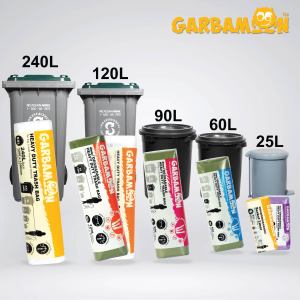 GARBAMON Beg Sampah Lutsinar Tugas Berat Gulung Serbaguna - Heavy duty clear trash bag on roll