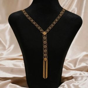 Cameo hollow out lace 925 silver necklace fashiona light luxury designer sweater chain for women