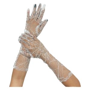 HUIHEYU Gauze Spider Web Gloves Transparent Solid Color Women Driving Gloves Fashion Mesh Long Mittens Girls