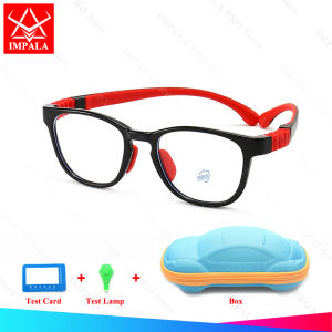 IMPALA FL1020Q กรอบที่สามารถเอาออกได้ป้องกันแสงสีฟ้าแว่นคอมพิวเตอร์สำหรับเด็กป้องกันรังสีป้องกันความเหนื่อยล้าจากการมองเห็น Pelieve การสูญเสียการมองเห็นที่มีแว่นตา
