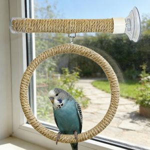 CANICECA Suction Cup Bird Toy Swing Set Non-slip Linen Rope Parrot Pole Funny Easy To Install Parrot Play Stand Toy Comfortable Grip