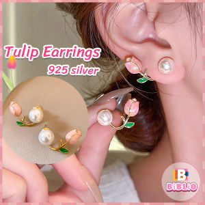 BIBLIO Korean Vintage Tulip Earrings Jewelry Accessories Women 925 silver