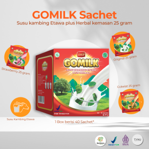 Gomilk susu kambing etawa plus herbal kemasan bubuk sachet 25 gram 1 Box 40 Sachet | susu penambah nafsu makan