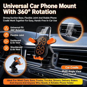 Universal Car Phone Holder 360° Rotatable Adjustable Phone Stand Hands Free Dashboard Foldable Phone Mount Car Accessories