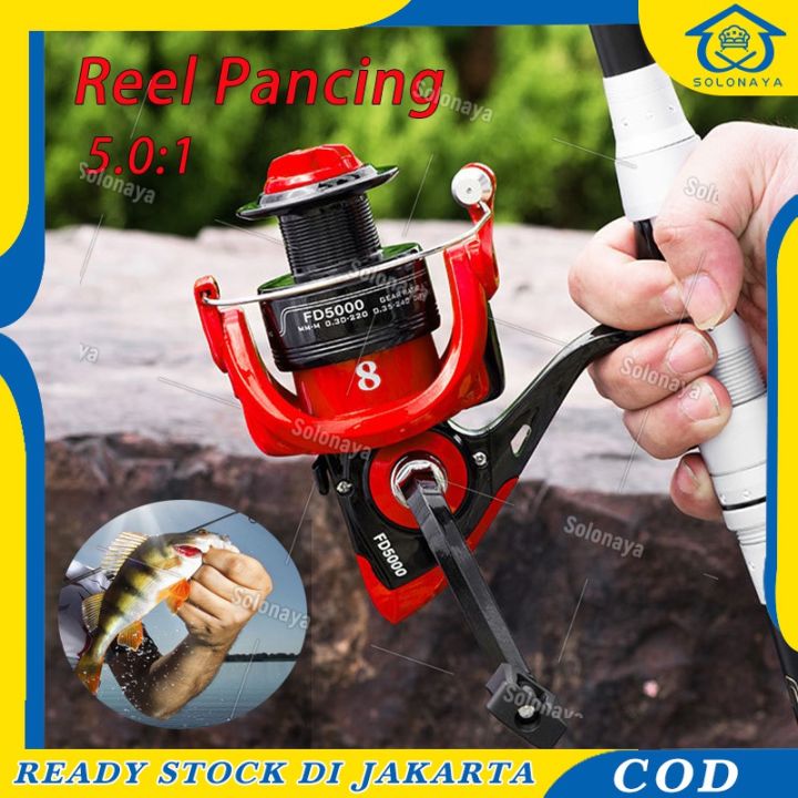 Reel Pancing FD3000 FD4000 FD2000 HD6000 Gulunga Pancing 12+1 Ball Bearing , Terbuat Dari Bahan Aluminium Berkualitas 5.0:1 Reel murah kuat