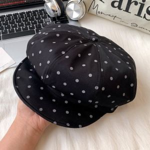 AODDO Trắng Mũ Beret chấm bi Phiên bản lớn Vành mũ lật ngược Mũ họa sĩ hình bát giác  Phong cách cổ điển Mũ Beret Mây Phụ nữ