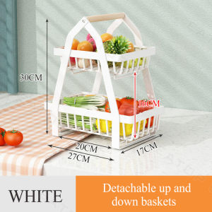 2-Tier Fruit Basket for Table Display Fruits Stand Detachable Vegetables/Fruits Organizer Fruit Bowl