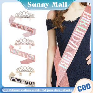 1Set Tiara Mahkota Selempang untuk UlangTahun/Sash and Crown Birthday Queen/Komplit Mahkota Sash