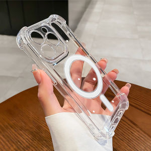 CrashStar MagSafe Thickened Corners Hard Clear Shockproof Phone Case For iPhone 17 16e 15 14 Pro Max Plus 13 12 11 Pro Max Air Wireless Charging Phone Casing Transparent Silicone Phone Cover With Full Cover Lens Camera Protection