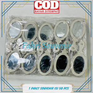 Souvenir Pernikahan Kaca Gagang Oval Emas Silver Kemasan Plastik isi 50 PCS