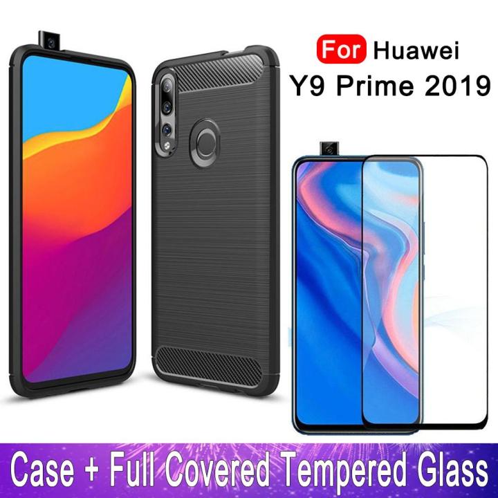 For Huawei Y9 Prime 2019 Case Full Covered Tempered Glass Screen