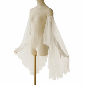 ZYJC 1 Pair Detachable Womens Dress Sleeves Elegant Sheer Victorian Long Gloves Lightweight Long Tulle Arm Covers Wedding Dress Accessories