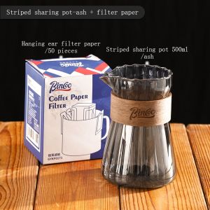 Bincoo Coffee Dripper Set Hand Coffee Pot Tray Set House Coffee Pot Goose Neck Kettle Hanging Ear Filter Paper Sets