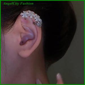 AngelCity Fashion Store 1Pcs Trendy Simple Zircon Flowers Ear Clip Earring Without For Women Sparkling Ear Cuff Clip Party Wedding Jewelry Gifts