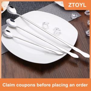 【ZTOYL】 1 cái sáng tạo thép không gỉ dài xử lý Cà Phê Muỗng khuấy đá muỗng