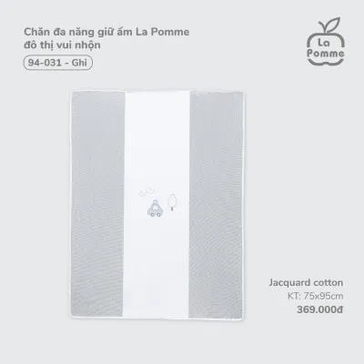 Chăn đa năng giữ ấm La Pomme đô thị vui nhộn - Sợi Jacquard Cotton thoáng khí an toàn – Bé trai/gái