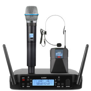 NTBD GLXD4 B87a 500-599MHz 2 Channels Uhf Professional  Wireless Microphone Dual Metal Mic For Party Church Show Meeting Singing Speech