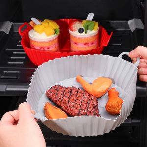 แผ่นรองหม้อทอดไร้น้ำมันซิลิโคน - แผ่นรองหม้อทอดไร้น้ำมันซิลิโคนแบบใช้ซ้ำได้ - ถาดอบทนความร้อนสูง ถาดซิลิโคนสำหรับหม้อทอดไร้น้ำมัน - แผ่นรองหม้อทอดไร้น้ำมัน ตะกร้าหม้อทอดไร้น้ำมันแบบไม่ติดกระทะ