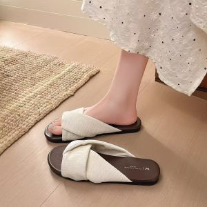 Free Shipping Retro Thick-Soled WomenS 2026 Spring New Style Closed-Toe Slip-On Mules For Outdoor Wear