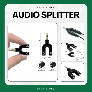 PEMISAH SUARA MIC DAN AUDIO SPLITTER U SHAPE 2 IN 1 AUDIO JACK 3.5MM TO DUAL FEMALE