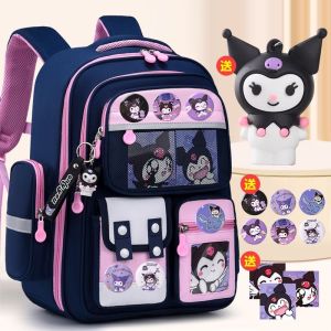 FASHION ACE🔥 Cute Kuromi Backpack for Elementary School Girls 2024 New Style  1st Grade Girls 2nd Grade 3rd to 6th Grade  Weight Loss Spine Protection Kuromi Backpack beg sekolah perempuan 书包小学生24070701