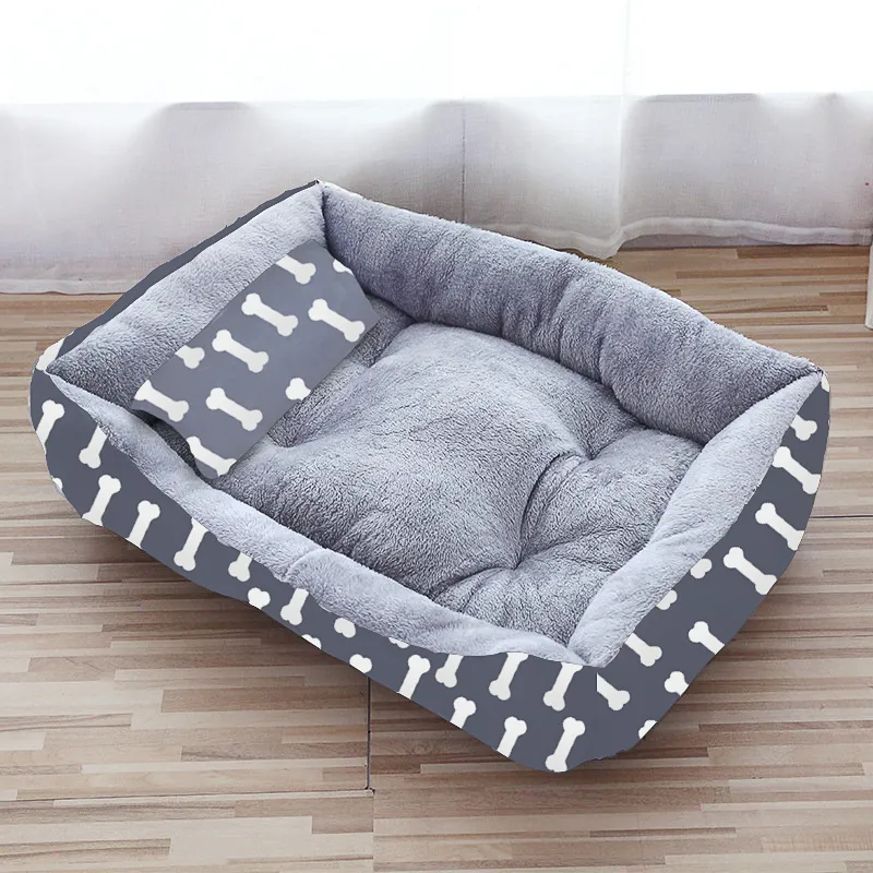 Free Pillow】Dog Bed Pet Cat Washable Cotton Cushion Sleeping Bed - Main Image