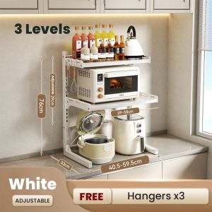[SG] Adjustable Kitchen Shelf Rack Microwave Rack Shelf Kitchen Organiser Rack