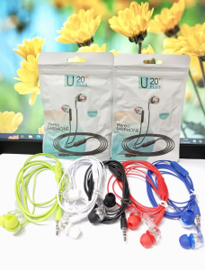 Handsfree Macaron + MIC U20 PLUS Headset Transparan Stereo Earphone