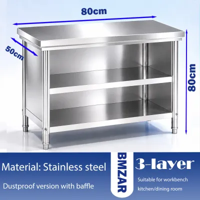 BMZAR 2 Tier High quality Stainless Steel Kitchen Workstation Heavy Duty Food Prep Table Rust Proof Storage Shelf