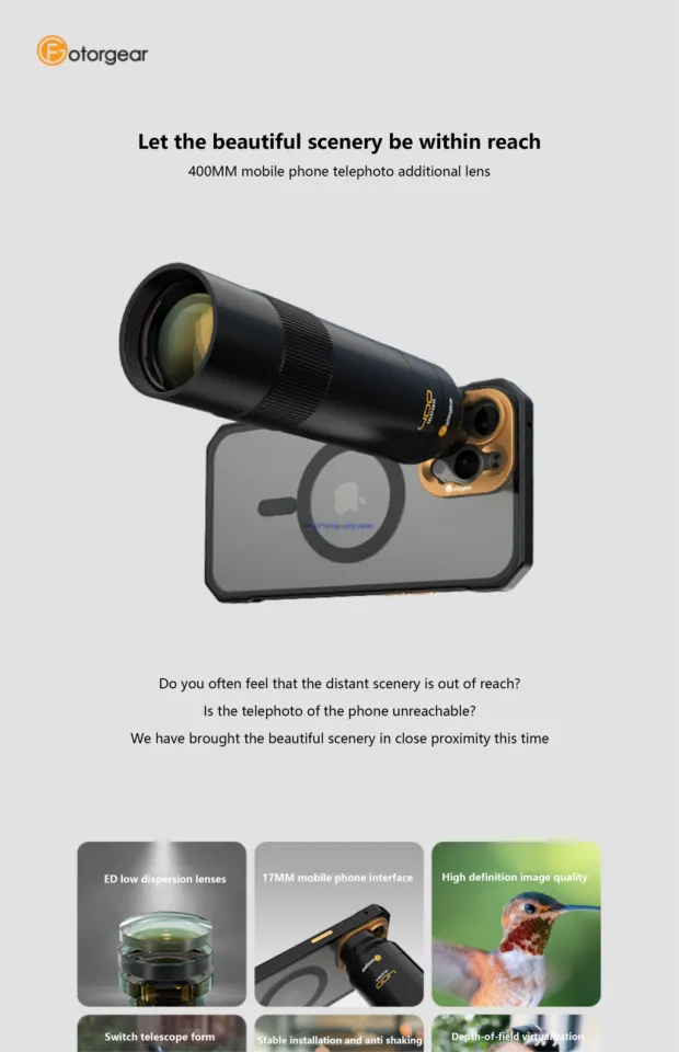 Inside 8x Zoom Lens Official Original Fotorgear 400Mm Smartphone