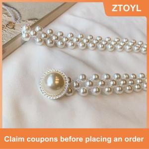【ZTOYL】 Ngọc trai lớn chuỗi eo của phụ nữ vành đai đàn hồi với kim cương trang trí tất cả các trận đấu váy thời trang giản dị thiết kế sang trọng tráng Gothic