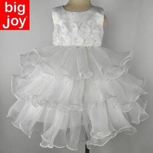 Big Joy Baby Elegant White Party Dress with Elegant Tulip Flower with Pearl For Ages 3 to 24 Months Old 561106