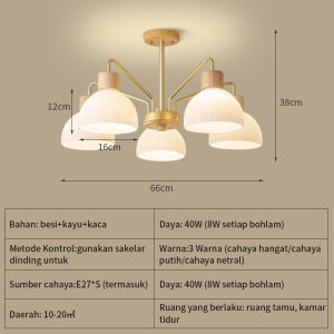 Lampu Gantung Minimalis Ruang Tamu 75cm Lampu Gantung Aesthetic Lampu Hias Gantung Modern Nordic Kayu Kaca 3 Warna 30W Kamar Tidur/Ruang Makan/Studi/Bar/Coffe 75*28cm bsu