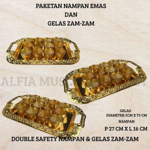 Paketan Nampan Dan Gelas Cucing/Gelas Zam-Zam/Gelas Zam-Zam Dan Nampan Emas Termurah !!