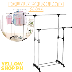 YELLOW SHOP Stainless Steel Double Pole Cloth Drying Stand Rack & Cloth Drying Rack & Clothes Organizer