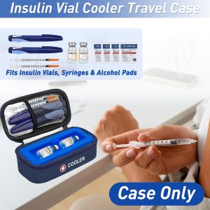 Insulin Vial Cooler Travel Case TSA Approved Medication Cooler for Travel with Reusable Ice Brick Long-Lasting Cooling for Vials and Pens