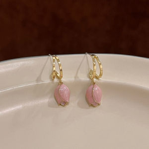 good 999 Pink Tulip Flower Design Temperament  Earrings ES63623