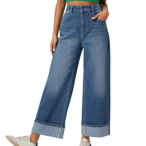 Wide Leg Jeans for Women Trendy High Waist Straight Leg Jeans Stretchy Baggy Denims Pants Trousers with Pockets Gift