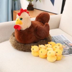 1 Set Kawaii Chick Family Plush Toys Chicken Mother Chick Baby Plush Dolls Simulation Hen With Nest Stuffed Animals Kids Gifts2026