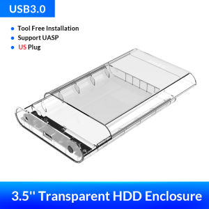 ORICO Transparent HDD Enclosure Case for 2.5 3.5 HDD SSD SATA to USB 3.1 Type C 6Gbps for External HD Hard Disk Drive Box 16TB