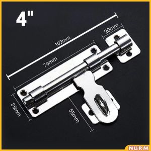 Nurm Stainless Steel Hardware Door Lock Bolt Latch Padlock Clasp Stainless Steel 4" 6" 8"