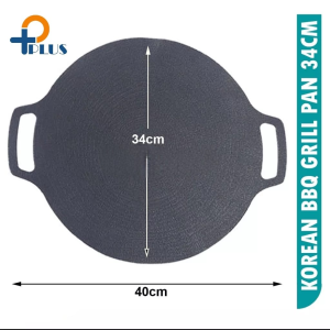 wajan alumunium konduksi anti Lengket 34cm Bonus Jepitan + kuas/ wajan Grill BBQ Korea Anti Lengket 34cm
