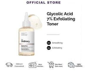 Glycolic Acid 7% Exfoliating Toner 240ml by The Ordinary pH-Balanced Daily Toner to Improve Skin Texture Tone & Luminosity