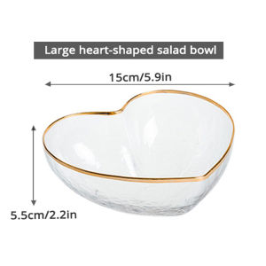 Onetwall รูปหัวใจชามขนมชามสลัดชามผลไม้ที่ใช้ในครัวเรือนทนอุณหภูมิสูงชามแก้ว