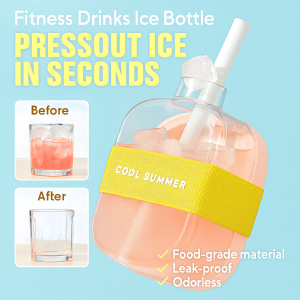 COOL Ice Cube Straw Cup Press To Remove Ice Cold Drink Container for Daily Home Office Water Cups​