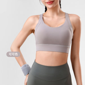 Buckle sports bra shockproof nude aesthetic back fitness vest threaded integrated outer wear yoga bra female